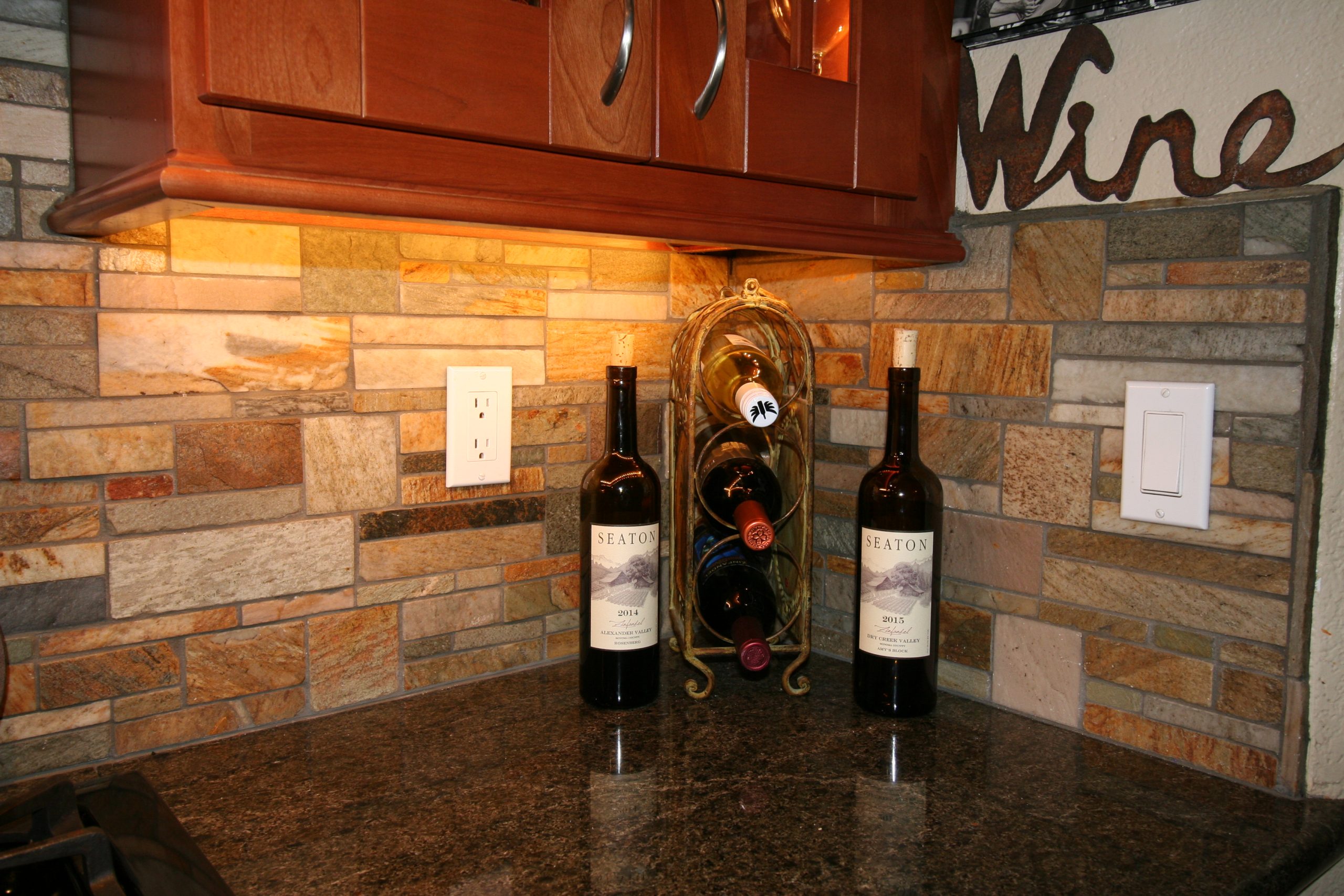 Custom Kitchen Stone Backsplash In Santa Rosa